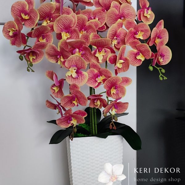 Sárga-rózsaszín padlóvázás real touch orchidea (4 ágú kb 80-90cm)