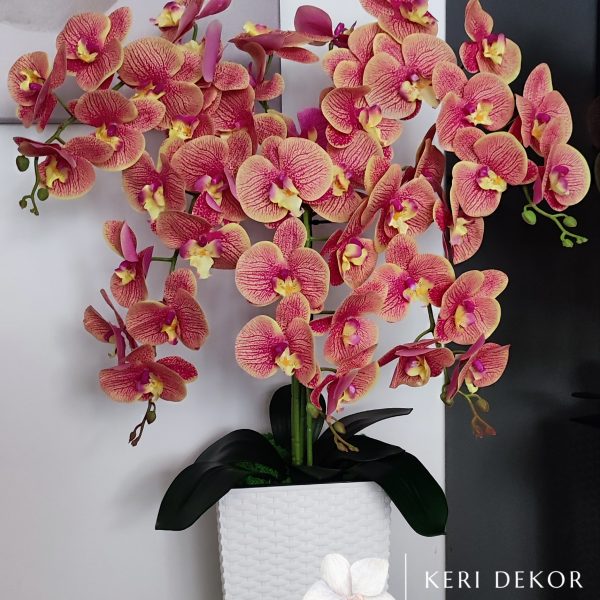 Sárga-rózsaszín padlóvázás real touch orchidea ( 5 ágú kb 80-90cm )