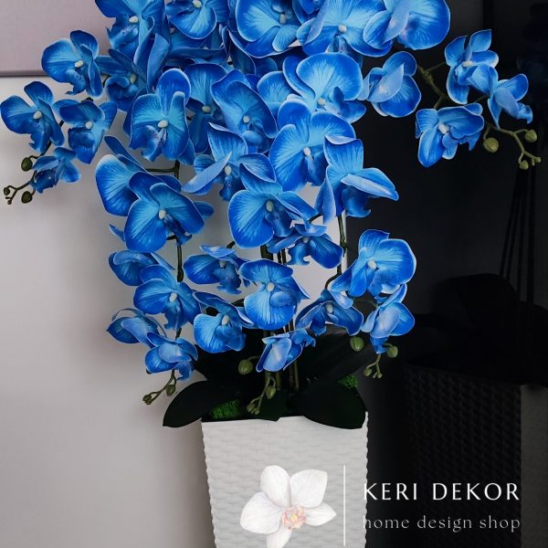 Kék padlóvázás real touch orchidea ( 5 ágú kb 80-90cm )