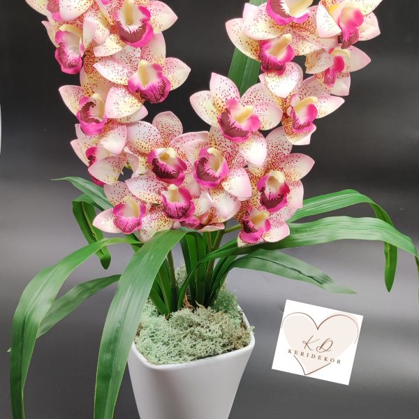 Fehér-rózsaszín real touch orchidea ( 2 ágú )
