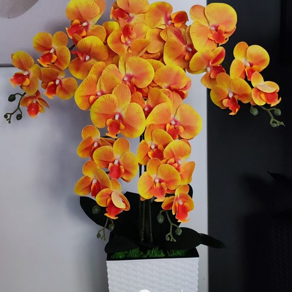 Narancs padlóvázás real touch orchidea ( 4 ágú kb 80-90cm )