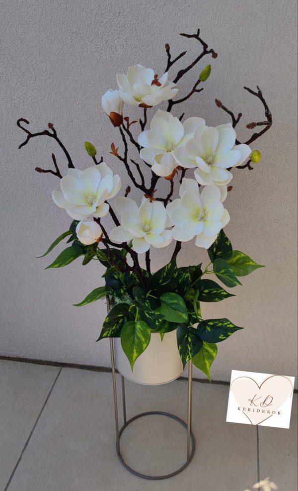 Gondozásmentes orchidea real touch real touch orchidea művirág műorchidea handmade flowers dekor homedekor homedecor lakberendezés otthondekor dekoráció ajándék Keridekor- Magnólia padlóvázában