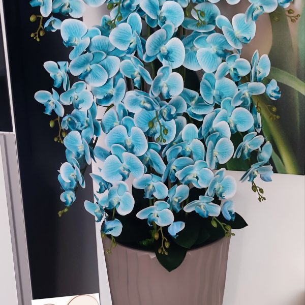 Óriás kék padlóvázás real touch orchidea ( 14 ágú kb 150-160cm)