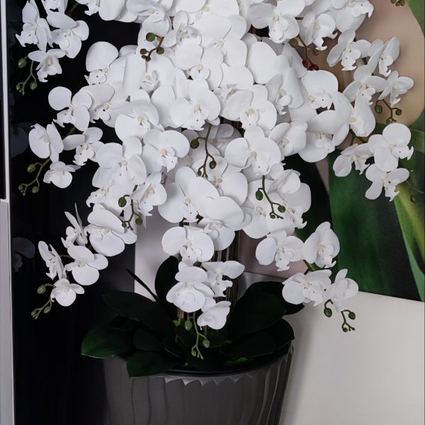 Óriás hófehér padlóvázás real touch orchidea ( 14 ágú kb 150-160cm)