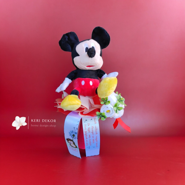 Mickey ballagási csokor szalaggal  (figura kb 31cm)