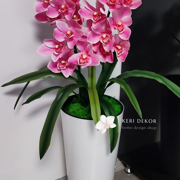 Rózsaszín cymbidium 2ágú  padlóvázás real touch orchidea (kb 80 cm)