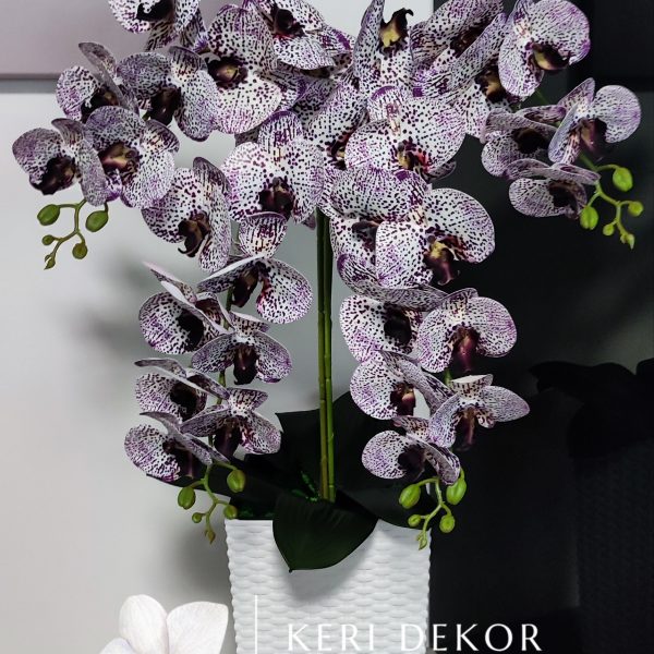 Lila pöttyös padlóvázás real touch orchidea ( 4 ágú  kb 80-90cm )