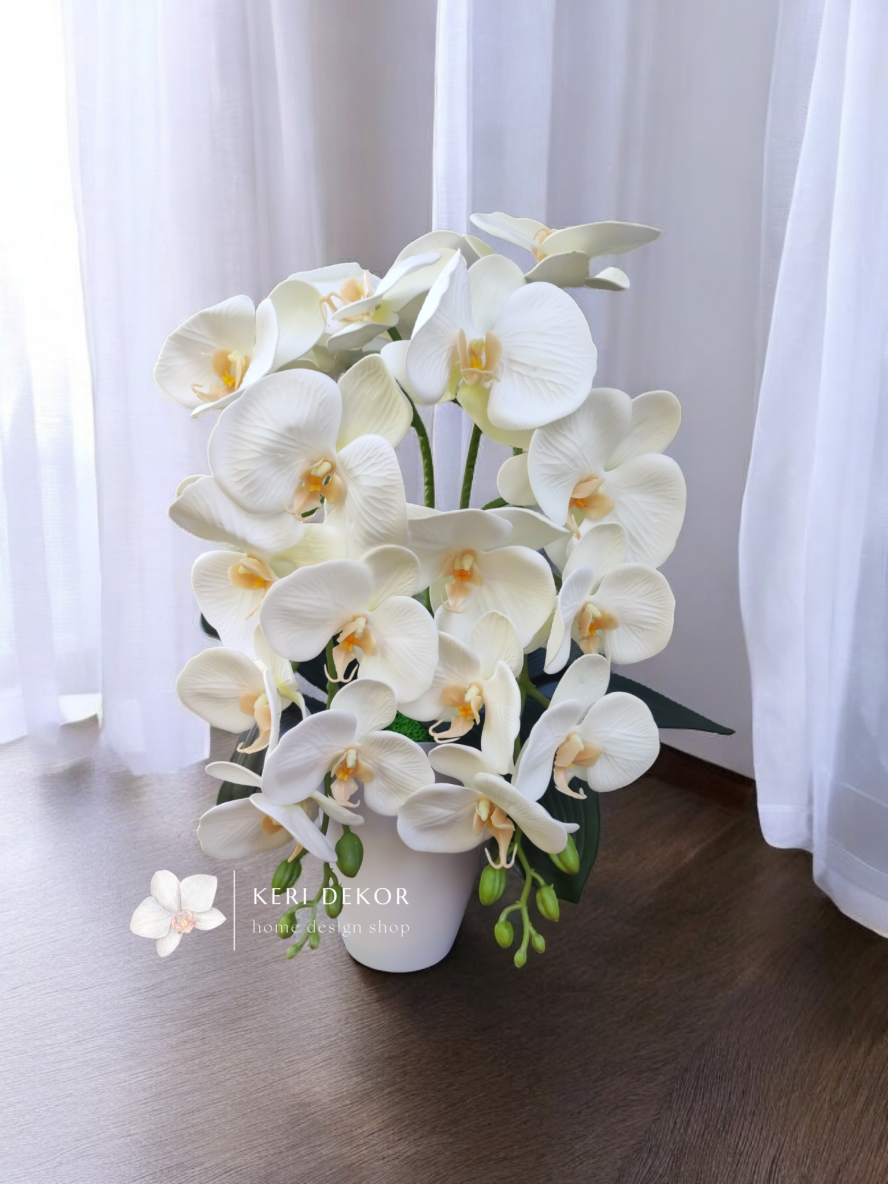 Gondozásmentes orchidea real touch real touch orchidea művirág műorchidea handmade flowers dekor homedekor homedecor lakberendezés otthondekor dekoráció ajándék buxus asztaldísz kopogtató ajtódísz ünnep karácsony húsvét anyáknapja születésnap névnap Keridekor