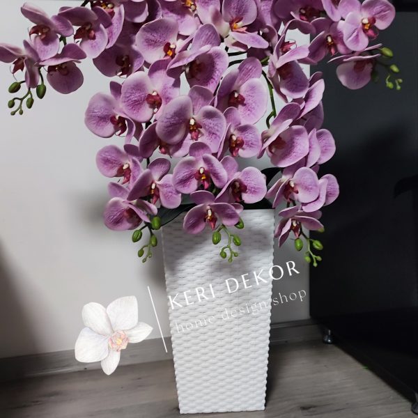 Fehér rózsaszín padlóvázás soft touch orchidea ( 5 ágú  kb 80-90cm )